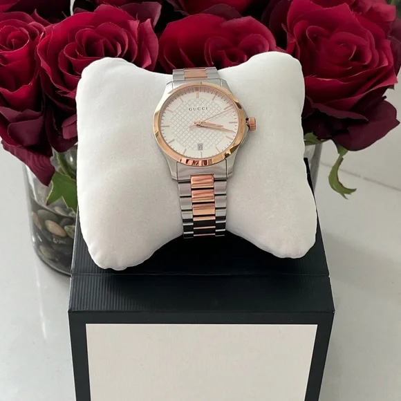 GUCCI G Timless Silver and Rose Gold Men’s Watch - Picture 2 of 6